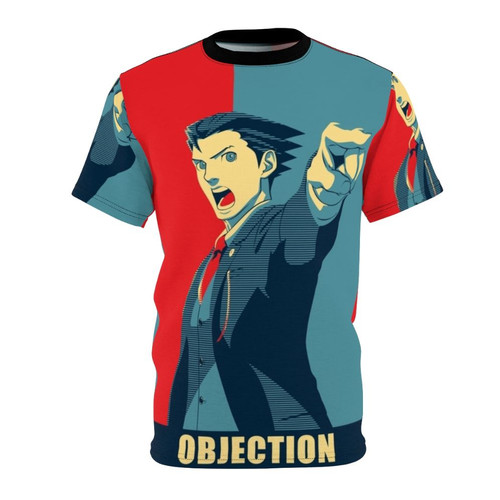 Stylized objection design t-shirt inspired by the Ace Attorney video game series