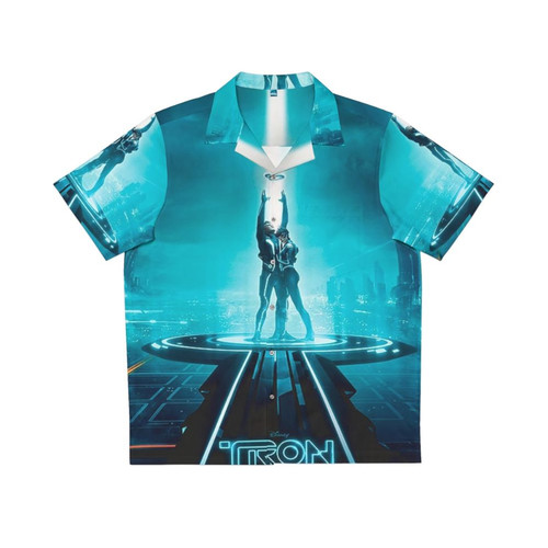 Vintage movie-inspired Hawaiian shirt with Tron-style design