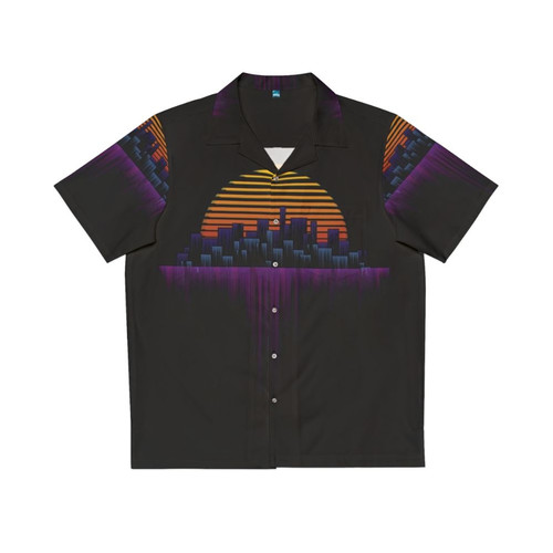 Retro Soundwave Hawaiian Shirt with Synthwave, Outrun, Lo-Fi Aesthetic