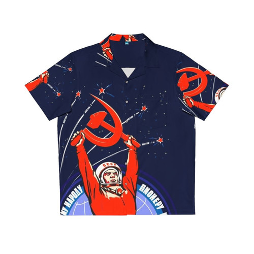 Vintage Soviet Propaganda Yuri Gagarin Hawaiian Shirt