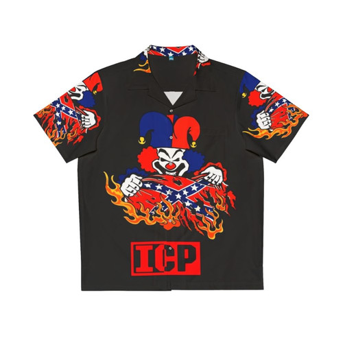 Vibrant tropical Hawaiian shirt with retro floral graphics