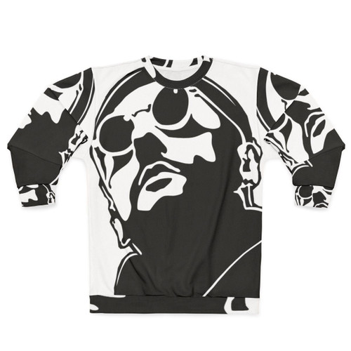 Jean Reno as Leon in the movie "The Professional" wearing a sweatshirt