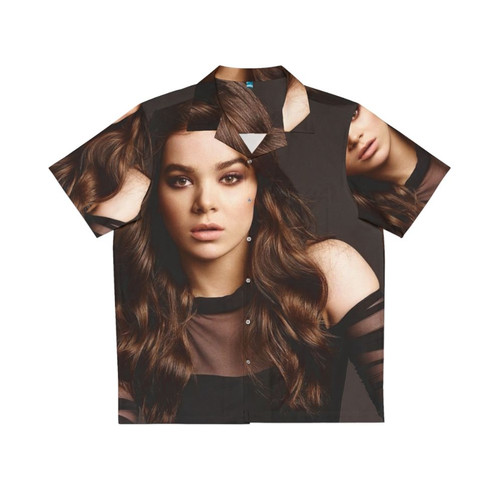 Hailee Steinfeld wearing a tropical print Hawaiian shirt