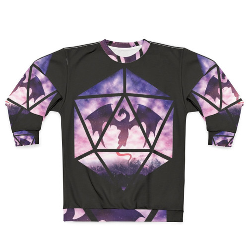 Purple Sky Dragon D20 Sweatshirt - Fantasy Tabletop RPG Apparel