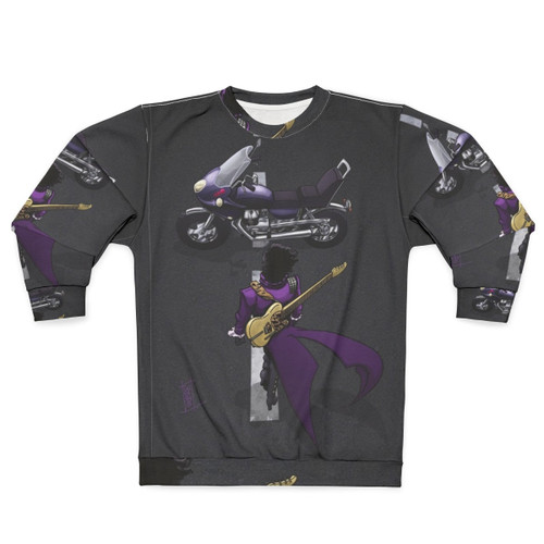 Purple motorcycle sweatshirt with music and anime design