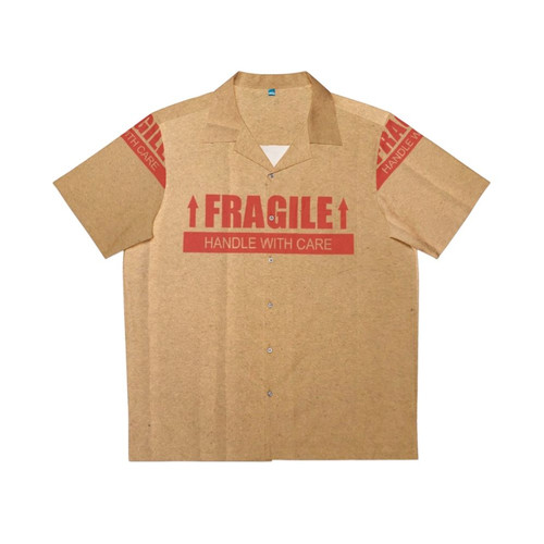 Funny fragile handle with care Hawaiian shirt with cardboard box design