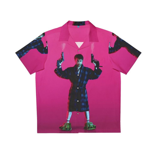 Daniel Radcliffe wearing the Guns Akimbo Hawaiian shirt