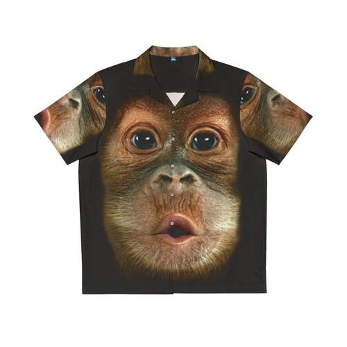 funny chimpanzee face print hawaiian vacation shirt