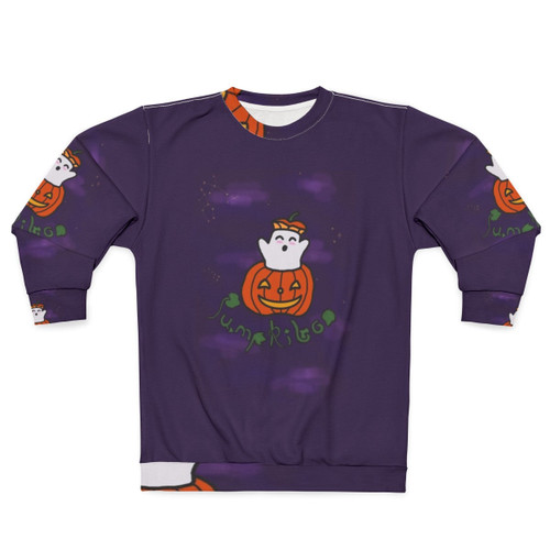 Pumpkin Ghost Stars Halloween Purple Sweatshirt