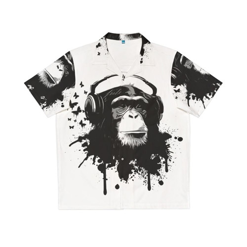 Funky monkey business Hawaiian shirt with tropical wildlife and music pattern