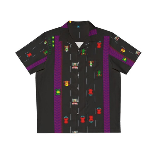 frogger hawaiian shirt retro arcade game tropical button up