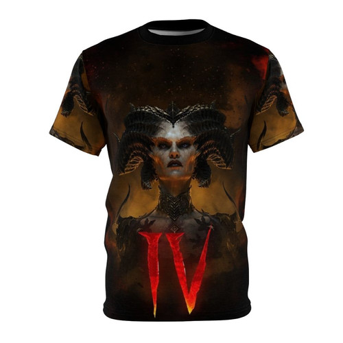 Diablo 4-inspired t-shirt featuring Lilith, the daughter of Hatred and a key figure in the game's lore.