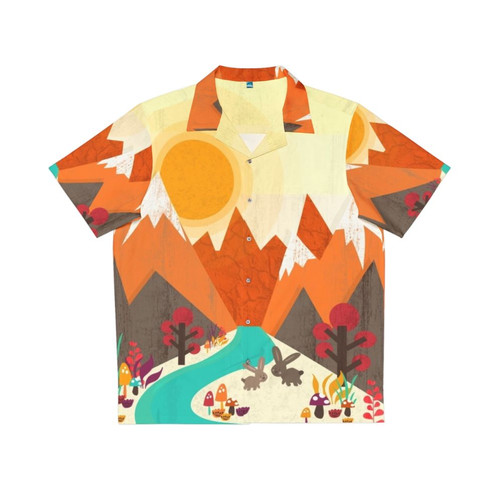 Vibrant Hawaiian shirt with colorful floral nature prints