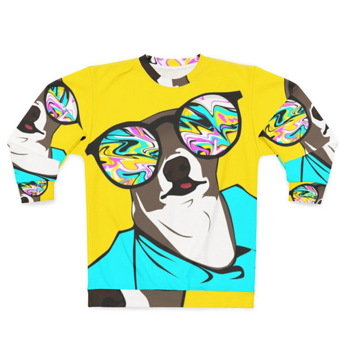 Kermit the dog graphic printed on a cozy sweatshirt