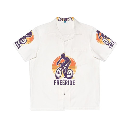 Freeride bicycle Hawaiian shirt with vibrant colors and tropical patterns