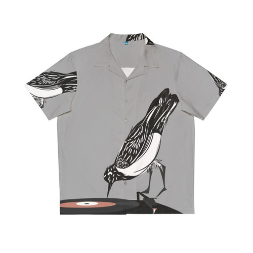 Retro Hawaiian Shirt with Magpie DJ Graphic