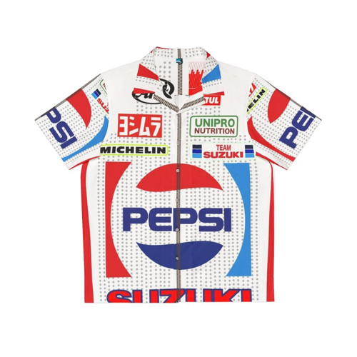 Vintage Hawaiian Shirt with Race Motorcycle Inspired Design