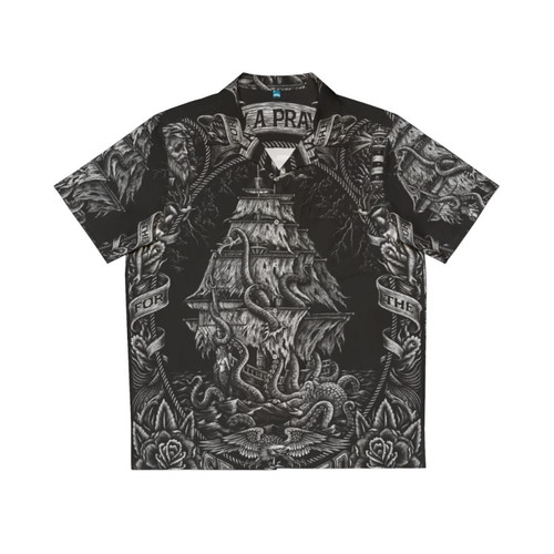 Vintage Hawaiian Shirt with Nautical and Oceanic Motifs