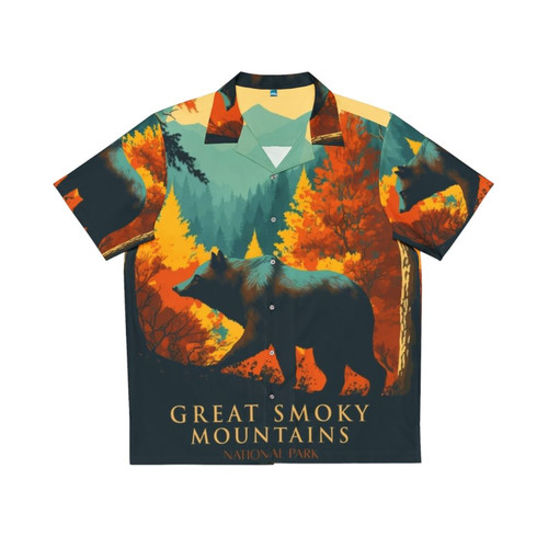 Great Smoky Mountains Hawaiian Shirt featuring a scenic landscape and wildlife
