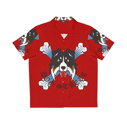 Retro gaming inspired Hawaiian shirt with Dog Street Bar and The Bouncer design
