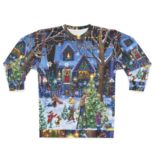 Decorative Christmas sweatshirt with holiday motifs