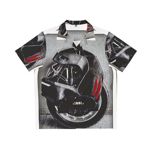 A colorful Hawaiian shirt with a vibrant tropical pattern