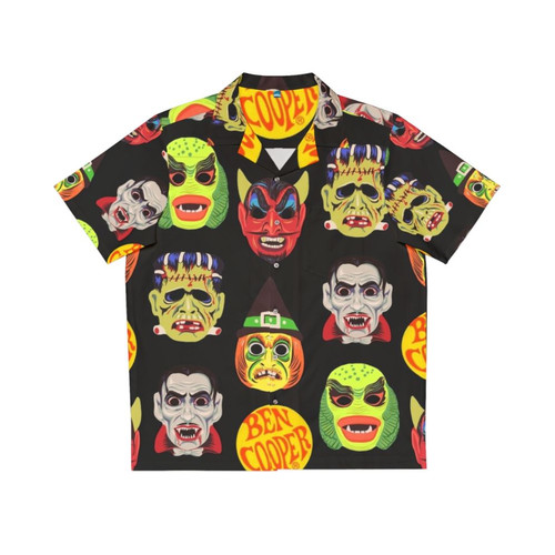 Vintage Halloween Masks Hawaiian Shirt featuring classic monster designs