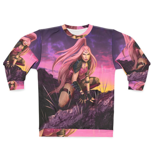 Pink Warrior Sweatshirt with Fantasy Punk Design