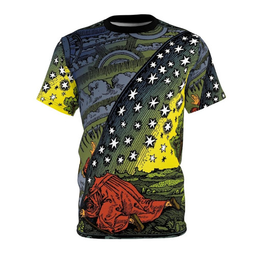 Vintage religious art graphic on a high-quality t-shirt