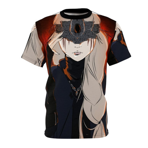 Fiery portrait of the Firekeeper, a beloved character from the Dark Souls video game series