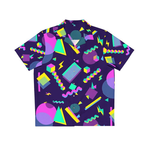 Retro Hawaiian shirt with geometric patterns and bowling alley aesthetic
