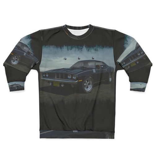 Phantasm Cuda Sweatshirt featuring the iconic Barracuda car from the horror movie Phantasm