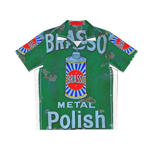 Vintage Brasso Hawaiian Shirt with Enamel Sign Advert Decor