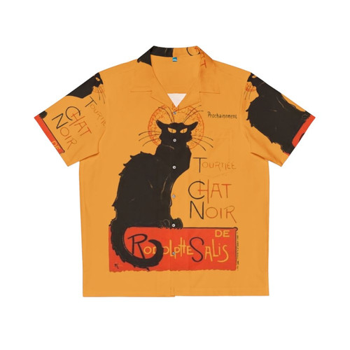 Vintage Black Cat Hawaiian Shirt with Art Nouveau Print Design