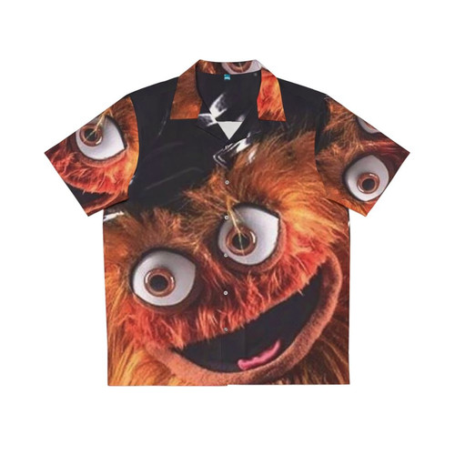 flyers gritty hawaiian shirt nhl creepy mascot button down