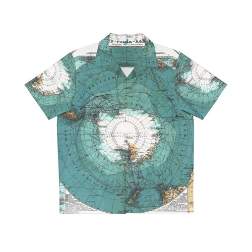 Vintage Antarctica Map Hawaiian Shirt with Retro World Map Earth Print