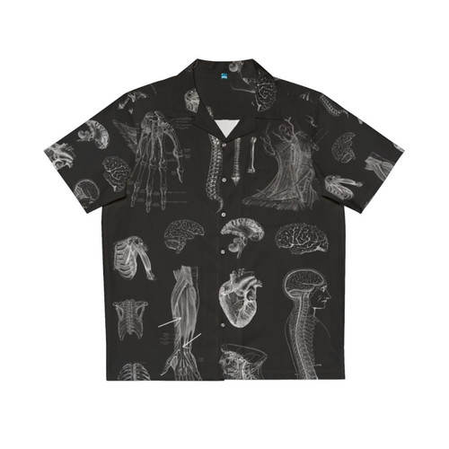 Vintage anatomical print Hawaiian shirt with gothic medical design
