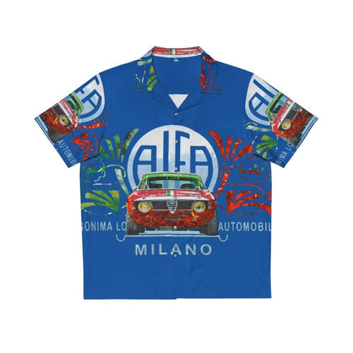 Vintage Alfa Romeo GTA Sprint Hawaiian Shirt with Floral Watercolor Design