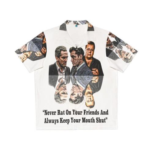 Goodfellas inspired Hawaiian shirt with "Never Rat On Your Friends" text