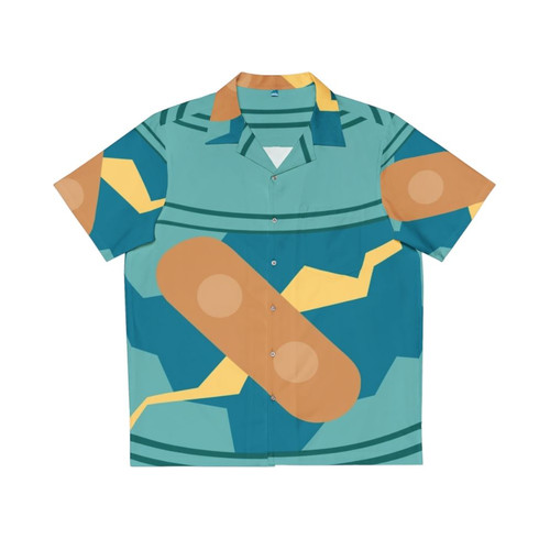 Golurk Inspired Blue Pixel Art Hawaiian Shirt