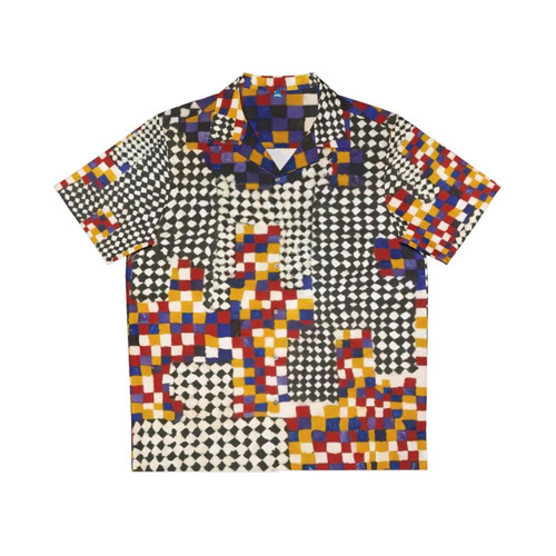 Vintage 1958 Hawaiian shirt with abstract art and numerical symbolism