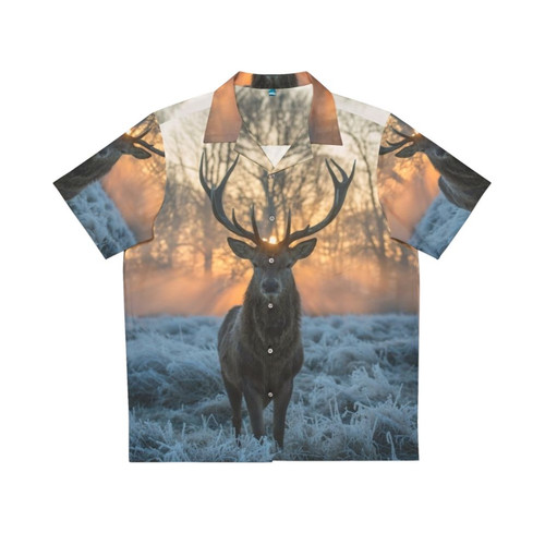 Golden Shot Hawaiian Shirt with Stag Design