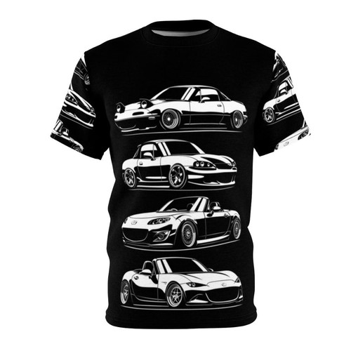 Generations MX5 Miata T-shirt featuring a graphic design for Japanese car enthusiasts