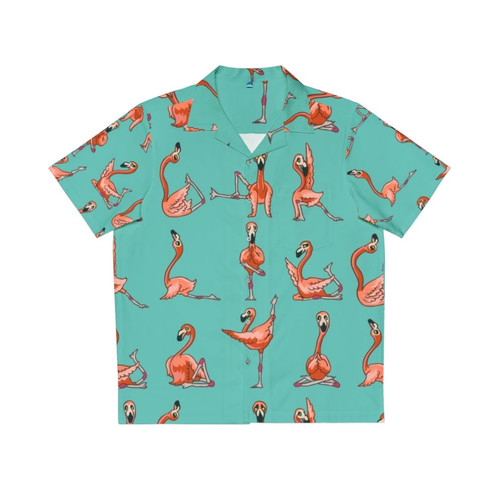Flamingo yoga Hawaiian shirt with tropical floral print