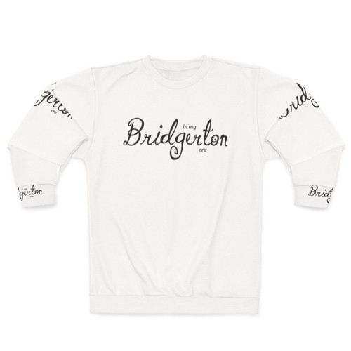 Bridgerton era black sweatshirt with Lady Whistledown inspired design