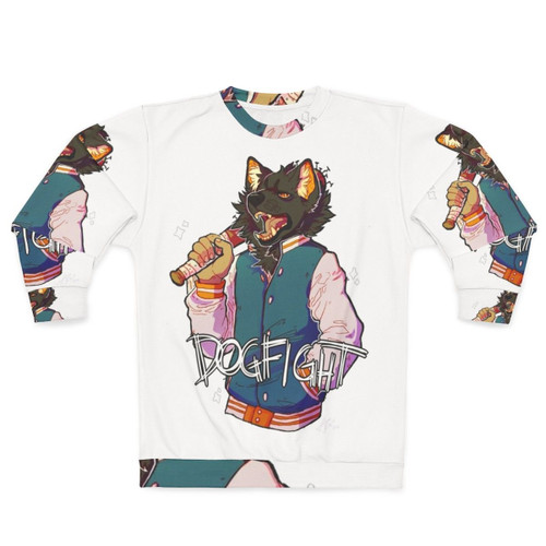 Furry anthro dog design on a cozy sweatshirt