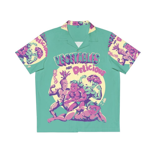 Vibrant vegetable print Hawaiian shirt