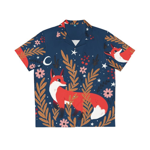 "First Snow" Hawaiian Shirt with Starry Night and Forest Animals