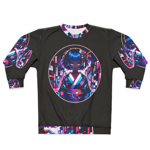 Cyber Geisha Dreams Sweatshirt - Futuristic Anime Inspired Fashion