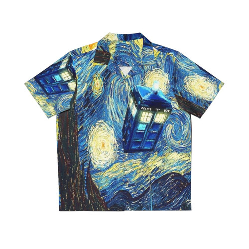 Van Gogh inspired Hawaiian shirt featuring the Starry Night painting
